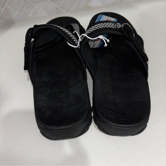 Skechers NWT Reggae Adventure Sandals Slides Black Size 9 - Picture 3 of 4